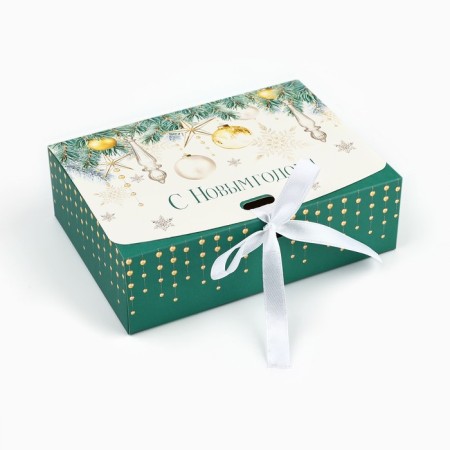 Folding double -sided box "New Year's balls", 16.5 x 12.5 x 5 cm, New Year-2