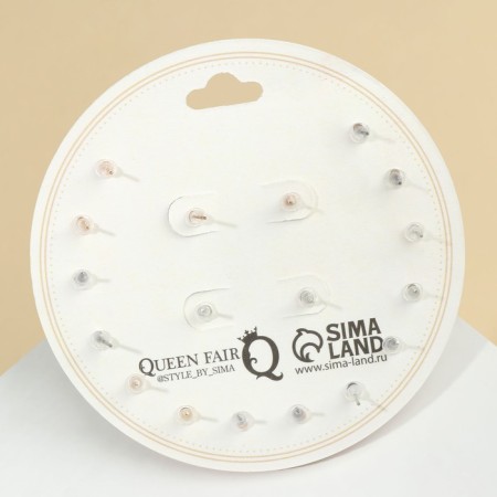 Pusets 9 pairs "Youth" flowers, white color in gold-2
