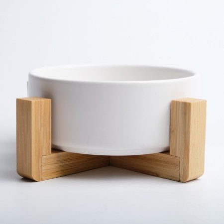 Ceramic bowl on a stand 450 ml 13 x 5 cm, white-3