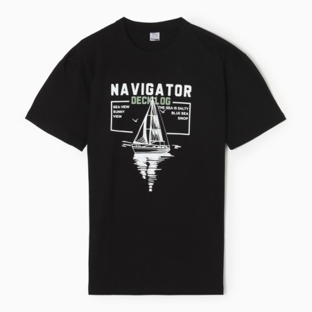 Male T -shirt with print, black color, size 56