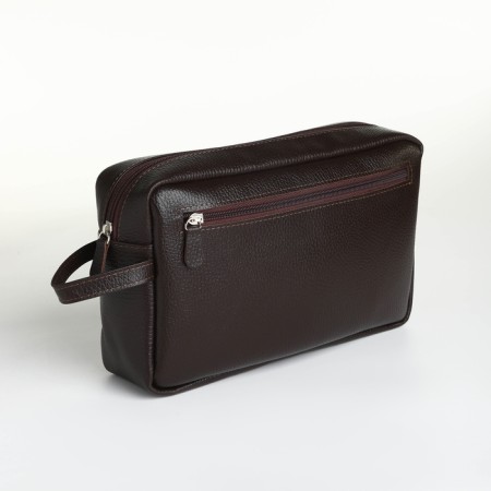 Lightning cosmetic bag, Textura, 2 external pockets, brown color-3