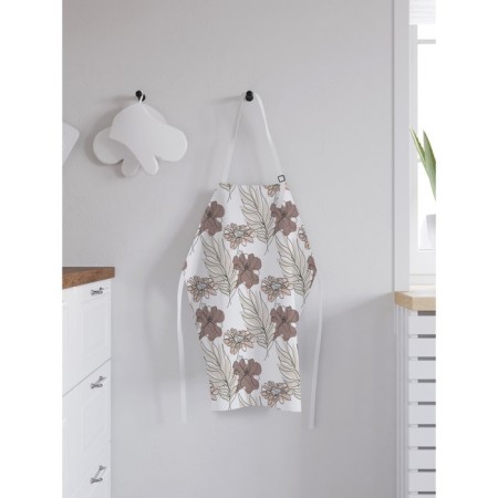 Apron kitchen with a photocrint "Contour flowers", adjustable, size OS-1