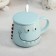Ceramic mug with a lid and a spoon "Zubastik", 480 ml, color mix
