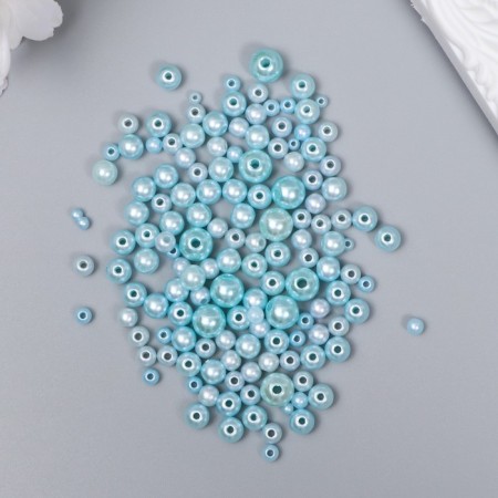 Beads for creativity plastic "Round. Blue sky" d = 3-8 mm, set 10 grams