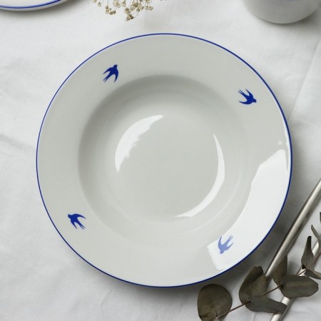 Ceramic “Swallow” plate, 22.4 cm, 300 ml, white color-3