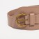 Women's belt, width 7.5 cm, metal buckle, beige color