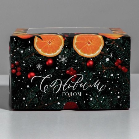 Box for Capcakes "New Year" 16 x 16 x 10 cm, New Year-3