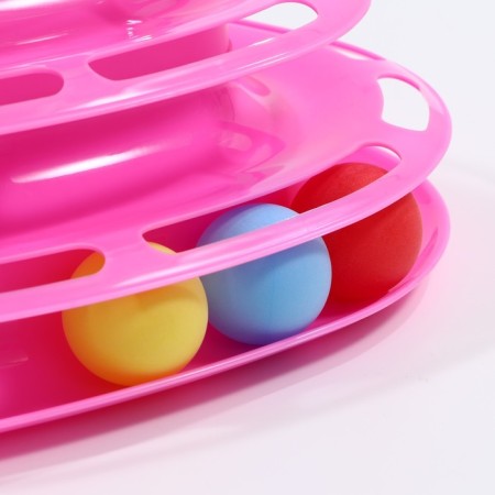 The gaming complex for cats is three -level with balls, pink-2