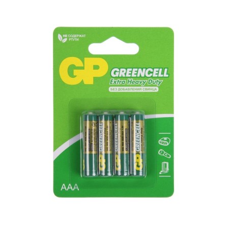 Salt battery GP Greencell Extra Heavy Duty, AAA, R03-4BL, 1.5V, blister, 4 pcs.