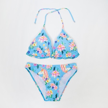 Separate swimsuit for girls, blue color, height 116