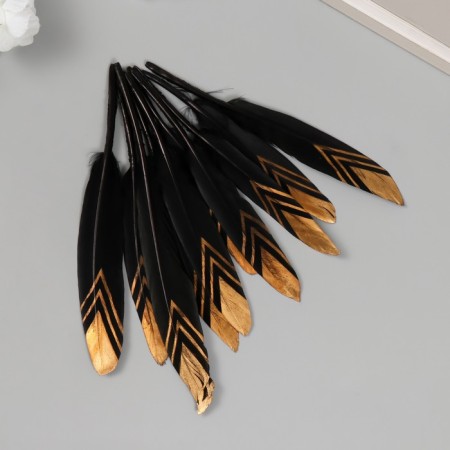 Decorative goose “Triangles” Penny black with gold h = 10-15 cm