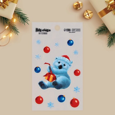 Stickers on the phone "Bear", 8 x 14 cm, New Year