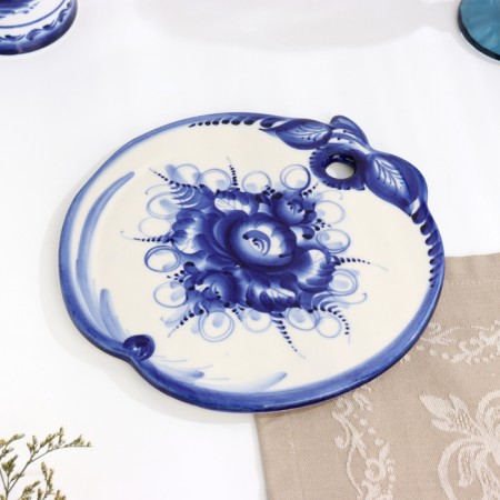 The cheese board "Apple", Gzhel, Porcelain, D = 23 cm-1