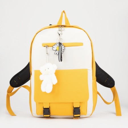 Youth backpack on lightning from textiles, 2 pockets, yellow color