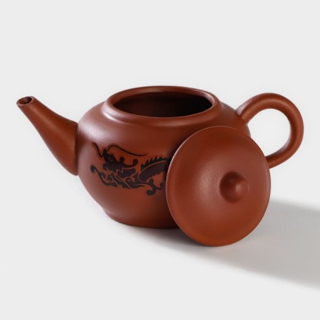 A set for the tea ceremony ceramic "Dragon", 5 items: 4 bowls 25 ml, kettle 200 ml, brown color-5