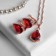 Set 2 objects: earrings, pendant "Edel" drop -driving, red color in gold, 45 cm