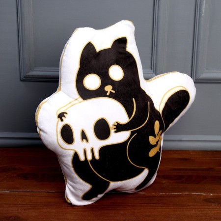 Soft toy "cat" with a skull, black color-1