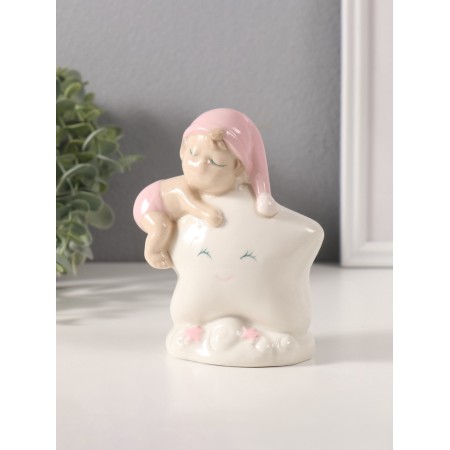 Souvenir Ceramics Light "Baby in a pink cap on the asterisk" 6x10.5x12.5 cm-4