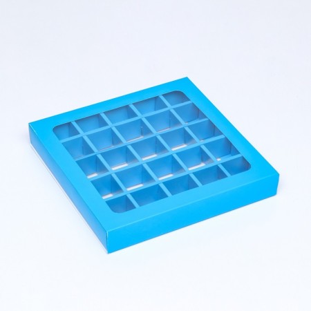 Box for sweets 25 pcs, 22 x 22 x 3.5 cm, blue-1