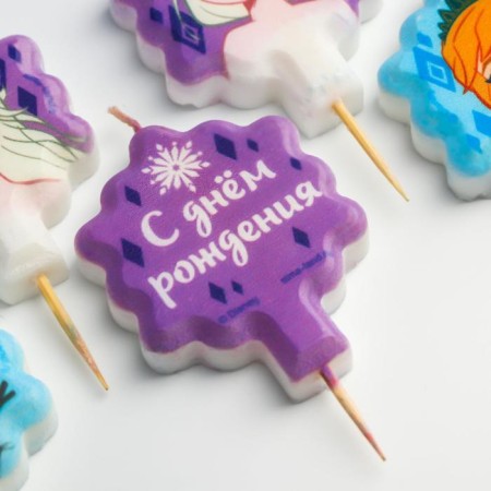 Candle in the cake Set "Happy Birthday" 5 pcs., Cold heart-3