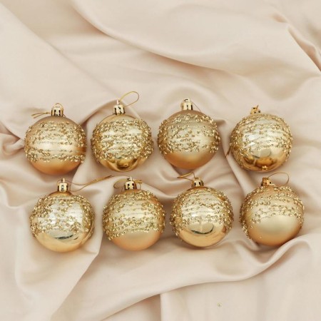 Set of balls plastic D-6 cm, 8 pcs "Night Blizzard" gold