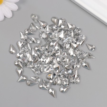 Decor for creativity Plastic "Rhubates drop. Silver" set of 100 pcs 0.8x1.3 cm-2