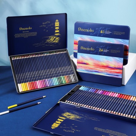 Pencils are artistic 48 colors, Finenolo, 3.8 mm, hexagonal, in a metal pencil case-12