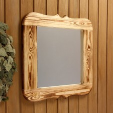 Carved, burned mirror, 50 × 50 cm