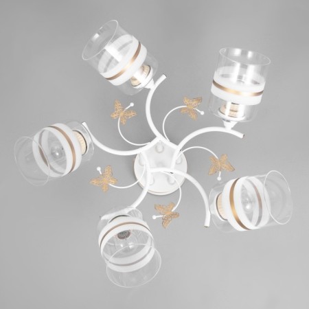 Mia chandelier 5x60W E27 white, gold 59x18x24cm-3
