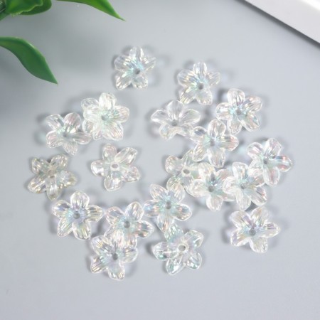 Beads for creativity plastic "Flower" set 25 pcs Transparent mother -of -pearl 1.1x1.1 cm-2