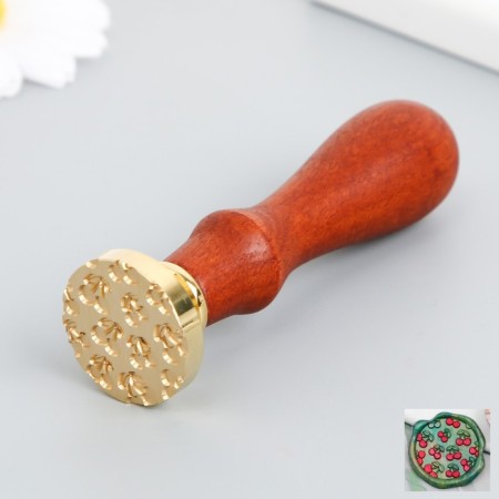 Printing for wax with a wooden handle "Cherry" 9x2.5x2.5 cm