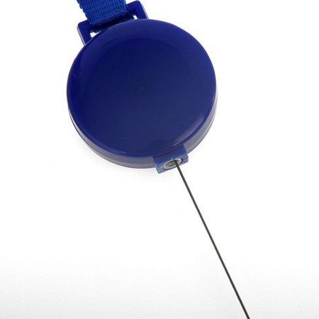 Baiga tape, 10 mm x 85 cm, with a holder - a roulette 40 cm, and a loop, on a button, blue-3