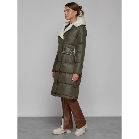 Coat insulated winter female, size 52, khaki color-1