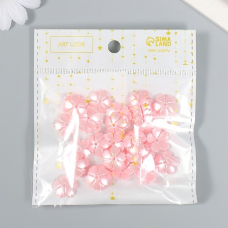 Beads for creativity plastic "Flower Pearl" set 40 pcs pink 1.5x1.5 cm-4