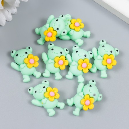 Decor for creativity plastic "Frog with chamomile" 2.5x2 cm-2