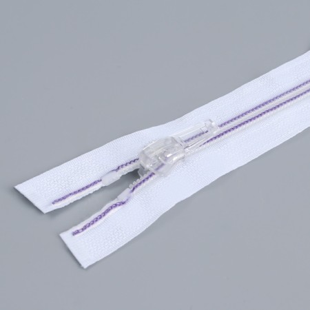Lightning "Spiral", No. 5, detachable, automatic lock, 60 cm, white/lilac color-1