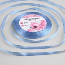 Satin tape, 6 mm × 23 ± 1 m, color of heavenly blue No. 278