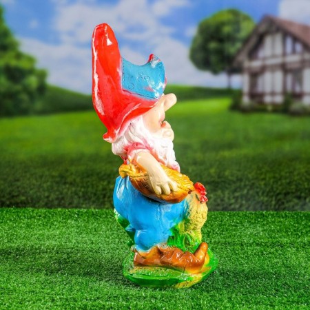 Garden figure "Dwarf with a rooster" 15x20x42 cm-4