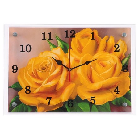 Carty clock is wall-mounted, interior "roses", silent, 25 x 35 cm