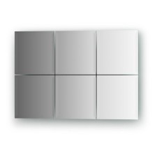 Mirror tiles with fake 10 mm, - set 6 pcs square 15 x 15 cm, silver EvoForm