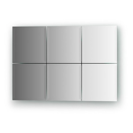 Mirror tiles with fake 10 mm, - set 6 pcs square 15 x 15 cm, silver EvoForm