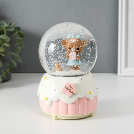 Souvenir Polystone Water Ball Light, Music "Bear and Cake" MIX 10.2x10.2x15.8 cm-3