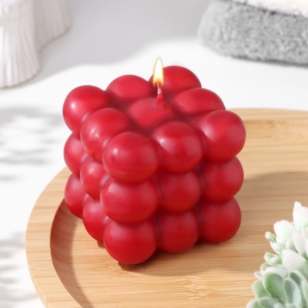 Candle Babble Cube, 6x6 cm, Bordeaux