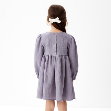 Платье детское с дл. рукавом KAFTAN "Муслин", р 26 (80-86см), серый-6