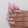Flowering Nails "Flowers", 12 pcs, with adhesive plates, ballerina shape, multi -colored