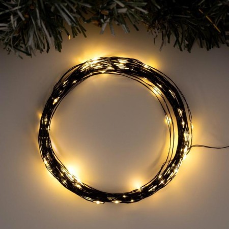 Garland "thread" 10 m Rosa, IP20, black thread, 100 LED, glow warm white, 12 V