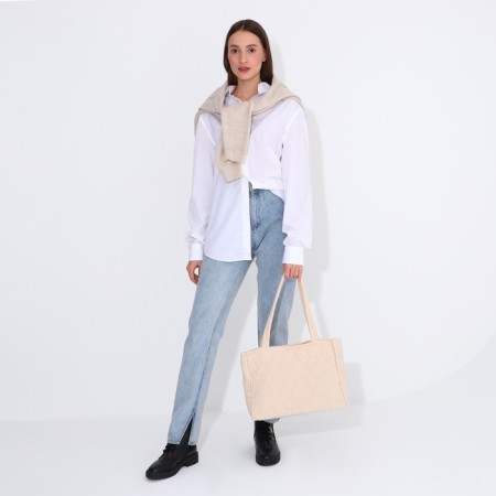 Bag-tout on lightning, beige color-5