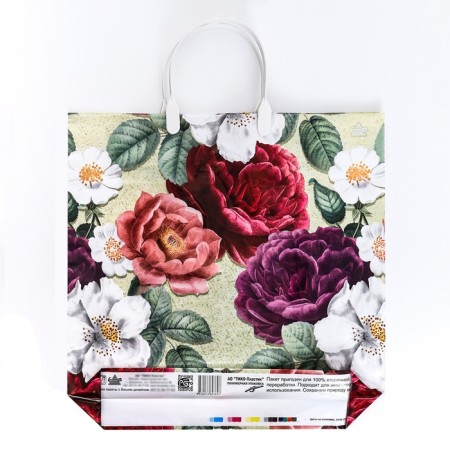 Package "Flowers on olive", plastic with a plastic pen, 36x37 cm, 100 μm-1