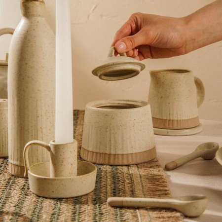 Ceramic sugar tower SL Home "Vento", 350 ml, 11 × 11 cm, beige color-11