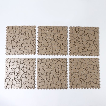 Aqua Stone floor modular coating, 34 × 34 cm, 6 pcs in packaging, beige color-3